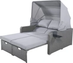 Polyrattan Patio Rieten Meubels Set Voor 2 Personen-Outdoor Rattan Sofa Set Met Intrekbare Luifel-lounge Bank-PE Rotan Loveseat Voor Achtertuin Veranda Tuin Zwembad Balkon-grijs -Tuingereedschap Serie Winkel 1200x1032 5