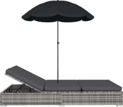 Prolenta Premium - Loungebed Met Parasol Poly Rattan Grijs -Tuingereedschap Serie Winkel 1200x1040 3