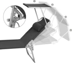 Ligstoel Met Hoofdsteun En Zon Bescherming Verstelbare Rugleuning Inklapbaar Donker Grijs Ligbed Tuin -Tuingereedschap Serie Winkel 1200x1055 2