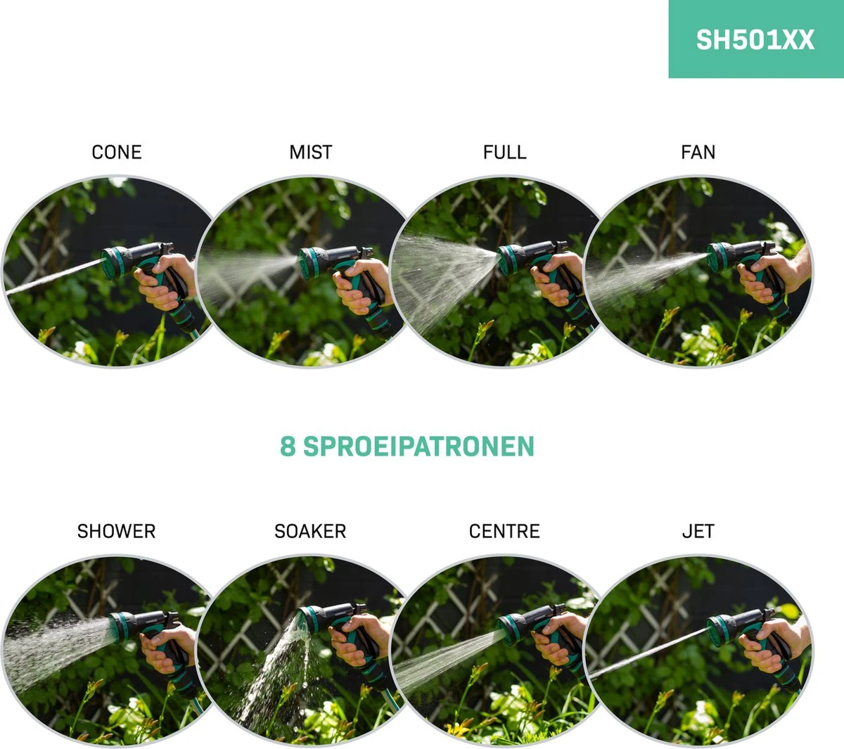 VONROC Broespistool & Spuitstuk Set – 8 Sproeipatronen En Regelbare Watertoevoer – Incl. Koppelingen 4 VONROC Broespistool & Spuitstuk Set – 8 Sproeipatronen En Regelbare Watertoevoer – Incl. Koppelingen - Afbeelding 2