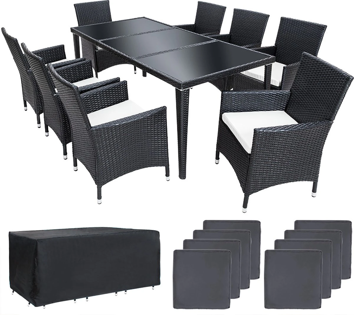 Tectake - Tuinmeubelset - 8 Persoons - Zwart 3 Tectake - Tuinmeubelset - 8 Persoons - Zwart