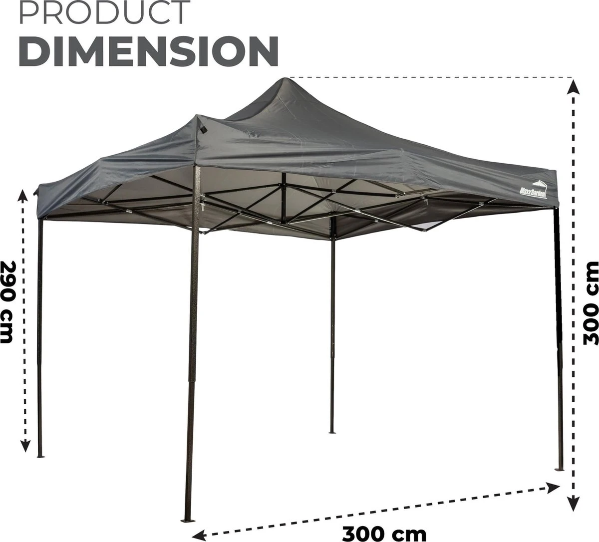 MaxxGarden Easy-up Partytent - 3x3m - Standaard - Waterdicht - Opvouwbaar - Inclusief Draagtas - Antraciet 5 MaxxGarden Easy-up Partytent - 3x3m - Standaard - Waterdicht - Opvouwbaar - Inclusief Draagtas - Antraciet - Afbeelding 3