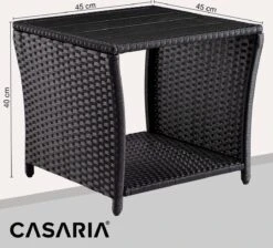 Casaria Polyrattan Bijzettafel - WPC Tafelblad 45x45x40cm – Zwart -Tuingereedschap Serie Winkel 1200x1090 1