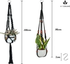 4 Stuks Zwarte Macrame Plantenhangers - Boho Handgeweven Katoen Hangpot Voor Binnen/Buiten - Hangende Bloempot Met Kralen - Macramé Touw/Koord Hangplant Houder - Bohemian Wandhanger Decoratie - Plant Hanger - Verticale Tuin Bloempothouder Planthanger -Tuingereedschap Serie Winkel 1200x1093 6