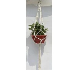 Merkloos Plantenhanger Macramé - Luxe Gevlochten Touw Katoen - 1 Stuk - Plantenpot Ophangen - Planthanger -Tuingereedschap Serie Winkel 1200x1095 4