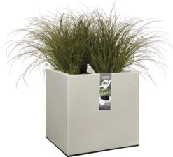 Elho Vivo Structure Finish Vierkant 40 - Plantenbak Voor Binnen & Buiten - Ø 39 X H 41 - Grijs/Warm Grijs -Tuingereedschap Serie Winkel 1200x1095 5