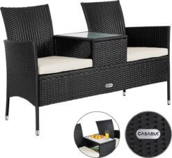 Casaria Polyrattan Tuinbank - Incl. Kussen - 143x55x88 Cm Zwart 18 Casaria Polyrattan Tuinbank - Incl. Kussen - 143x55x88 Cm Zwart -Tuingereedschap Serie Winkel 1200x1101 5