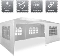 MaxxGarden Partytent - Paviljoen - 300 X 600 X 250 Cm - Met Zijwanden - Waterdicht Pro - 32mm Buizen – Wit -Tuingereedschap Serie Winkel 1200x1108