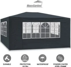 MaxxGarden Partytent - Paviljoen - 3x4m - Incl. Zijwanden - Waterdicht - Antraciet -Tuingereedschap Serie Winkel 1200x1129 5