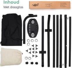 Vita5 Hangmat Met Standaard – 2 Persoons – Incl. Bekerhouder – 205kg Draaggewicht – Beige/Wit -Tuingereedschap Serie Winkel 1200x1133 5