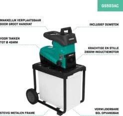 VONROC Stille Hakselaar/Shredder 2800W – Voor Takken Tot Ø45mm – Incl. 60L Opvangbak & Duwstok -Tuingereedschap Serie Winkel 1200x1134 1