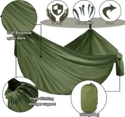 IBright Hangmat XXL - Complete Set – Incl. Karabijnhaken En Riemen - Tot 200 Kg - 270x140cm - Leger Groen -Tuingereedschap Serie Winkel 1200x1134 8