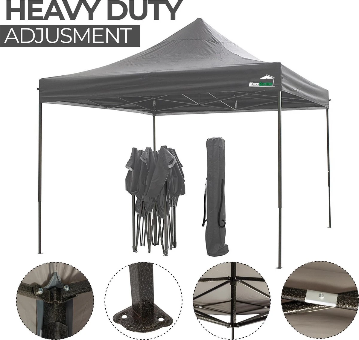 MaxxGarden Easy-up Partytent - 3x3m - Standaard - Waterdicht - Opvouwbaar - Inclusief Draagtas - Antraciet 6 MaxxGarden Easy-up Partytent - 3x3m - Standaard - Waterdicht - Opvouwbaar - Inclusief Draagtas - Antraciet - Afbeelding 4