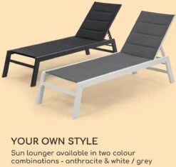 Blumfeldt Renazzo Lounge Ligstoel - Ligbed Voor De Tuin - Aluminium Tuinstoel - 6 Standen - Waterafstotend - Bekleding Van 70 % Pvc En 30 % Polyetheen - Grijs -Tuingereedschap Serie Winkel 1200x1137 3