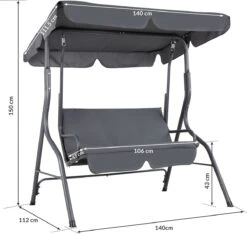 Merkloos Casaria Hollywood Schommel - Antraciet - Incl. Zonnekap -Tuingereedschap Serie Winkel 1200x1139 4