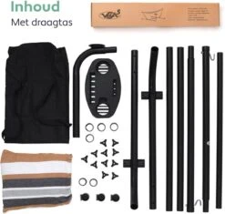 Vita5 Hangmat Met Standaard – 2 Persoons – Incl. Bekerhouder – 205kg Draaggewicht – Blauw/Wit/Bruin -Tuingereedschap Serie Winkel 1200x1143 5