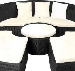 Casaria Polyrattan Zonne-Eiland Ø185cm – Incl. Kussens - Zwart Crème -Tuingereedschap Serie Winkel 1200x1144 3