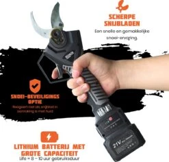 Reichlër® Elektrische Snoeischaar - 40 Mm Snijdiameter - 2x Accu - Anti-cut Functie - Heggenschaar - Takkenschaar - Zwart -Tuingereedschap Serie Winkel 1200x1145
