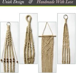 4 Stuks Luxe Jute Plantenhangers - Boho Handgeweven Katoen Hangpot Voor Binnen/Buiten - Hangende Bloempot Met Kralen - Macramé Touw/Koord Hangplant Houder - Bohemian Wandhanger Decoratie - Plant Hanger - Verticale Tuin Bloempothouder Planthanger -Tuingereedschap Serie Winkel 1200x1152 16