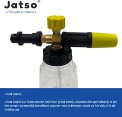 Jatso® Foam Cannon - Snow Foam - Foam Gun - Schuimlans - Foam Gun Auto - Foam Lance - Schuimsproeier - Snow Foam Cannon - Past Op Karcher K1 T/m K7 - Messing - Afneembaar Pistool -Tuingereedschap Serie Winkel 1200x1153 2