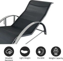 MaxxGarden Ligbed Set - 2 Stuks Zwart - Met Tafel - Sun Loungers - Loungebed -Tuingereedschap Serie Winkel 1200x1155 2