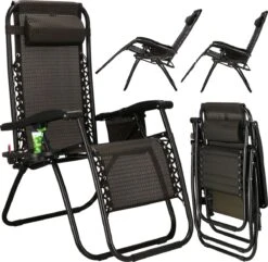 Springos Tuinstoel | Ligstoel | Opvouwbaar | Verstelbaar | Ergonomische Hoofdsteun | Bruin / Zwart -Tuingereedschap Serie Winkel 1200x1171 4