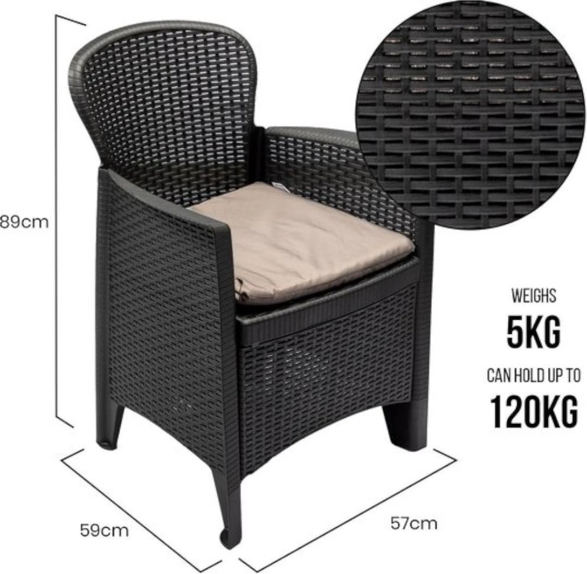 Pro Garden - Tuinset 5-delig Met Kussens 12 Pro Garden - Tuinset 5-delig Met Kussens - Afbeelding 10