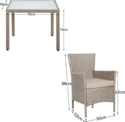 Casaria Polyrattan Tuinset - 4 Stoelen & Tafel 90x90 Cm - Beige Grijs -Tuingereedschap Serie Winkel 1200x1175 10