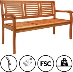 Casaria Tuinbank - FSC®-Gecertificeerd Eucalyptushout - 153cm Bruin -Tuingereedschap Serie Winkel 1200x1176 8