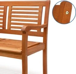 Casaria Tuinbank - FSC®-Gecertificeerd Eucalyptushout - 153cm Bruin -Tuingereedschap Serie Winkel 1200x1177 15