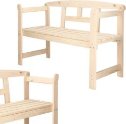 Merkloos Springos Tuinbank | Tuinbankje | Zitbank Buiten | Naaldhout | 119 X 78 X 45 Cm | Licht -Tuingereedschap Serie Winkel 1200x1178 11