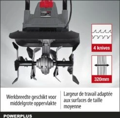 Powerplus POWEG7010 Tuinfrees - 1050W - Werkbreedte 320mm - Werkdiepte Max. 220mm - Incl. 4 Messen -Tuingereedschap Serie Winkel 1200x1179 12