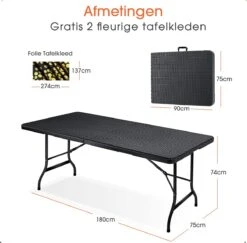 Lenx Klaptafel - Inklapbare Tafel - Opvouwbare Tuintafel - Vouwtafel - Inclusief Handvat En 2 Tafelkleden - 180x75x74cm - 6 Tot 8 Personen 15 Lenx Klaptafel - Inklapbare Tafel - Opvouwbare Tuintafel - Vouwtafel - Inclusief Handvat En 2 Tafelkleden - 180x75x74cm - 6 Tot 8 Personen -Tuingereedschap Serie Winkel 1200x1179 23