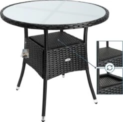 Casaria Polyrattan Bijzettafel 80cm Rond - 5mm Veiligheidsglas – Zwart -Tuingereedschap Serie Winkel 1200x1185 4