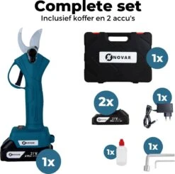 NovarGarden® Elektrische Snoeischaar NG1 - 2x Accu - Elektrisch - Takkenschaar - Op Batterij - 28mm -Tuingereedschap Serie Winkel 1200x1189 1