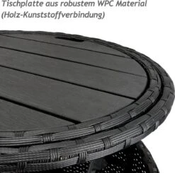 Casaria Polyrattan Zonne-Eiland Ø185cm – Incl. Kussens - Zwart Crème -Tuingereedschap Serie Winkel 1200x1189 5