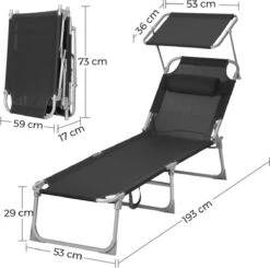 Ligstoel Met Hoofdsteun En Zon Bescherming Verstelbare Rugleuning Inklapbaar Donker Grijs Ligbed Tuin -Tuingereedschap Serie Winkel 1200x1189 8