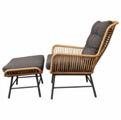 BUITEN Living Dex Wicker Loungestoel Tuin Incl. Wicker Voetenbank | Wicker + Aluminium | Bamboe Antraciet -Tuingereedschap Serie Winkel 1200x1190 6