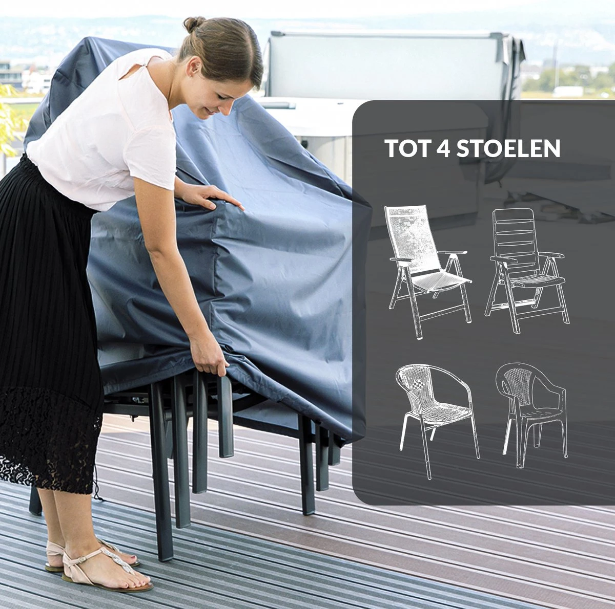 Chefarone Beschermhoes Tuinstoelen - Tuinstoelen Hoes - Tuinmeubelen - Weerbestendig - UV-bescherming - Grijs 7 Chefarone Beschermhoes Tuinstoelen - Tuinstoelen Hoes - Tuinmeubelen - Weerbestendig - UV-bescherming - Grijs - Afbeelding 5