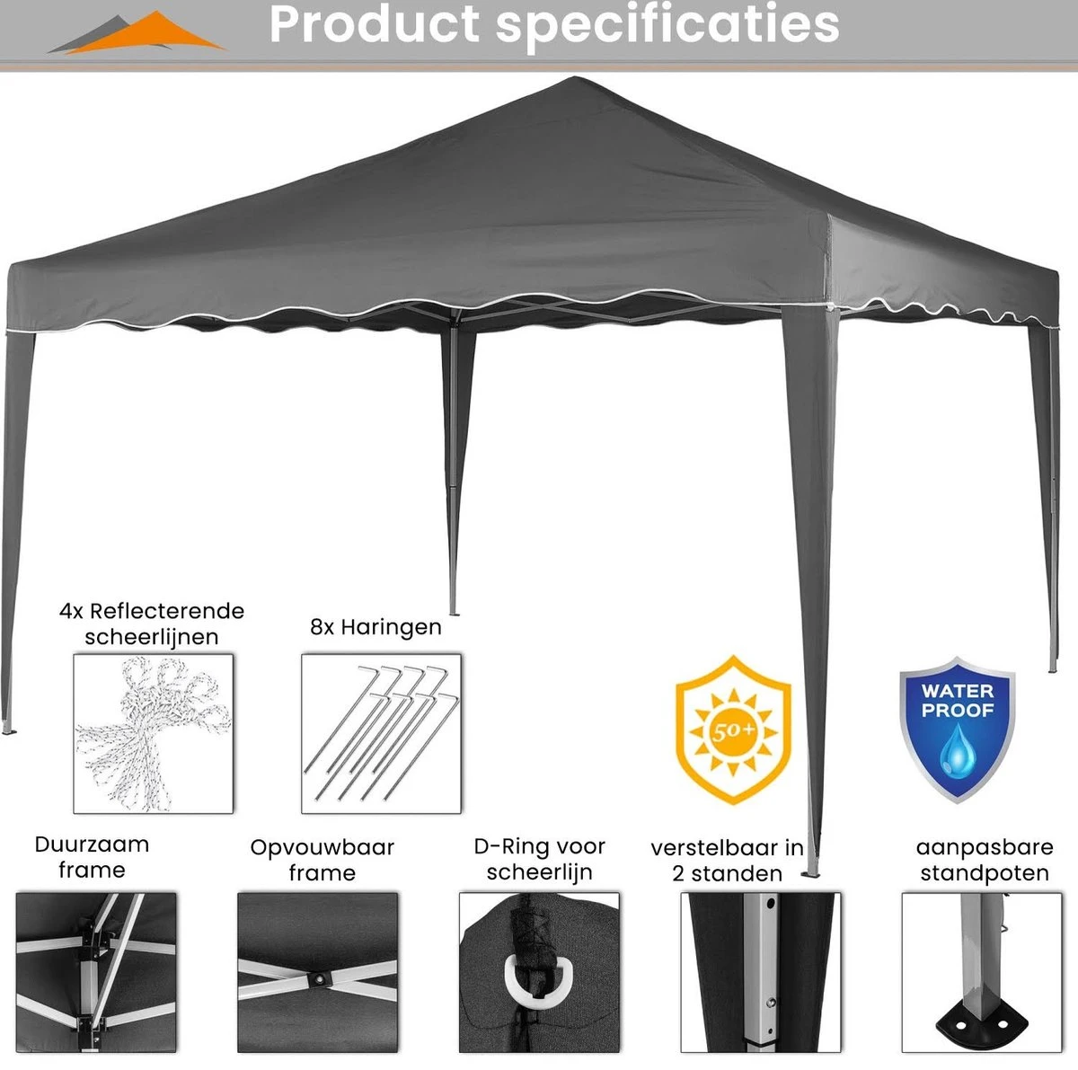 Easy Up Partytent - Partytent - Paviljoen - Partytent Opvouwbaar - Partytent 3x3 - Partytent Met Zijwanden - Inclusief Trolley - Waterdicht - UV 50+ Bescherming - Met Ramen - 16 Kg - Staal - Antraciet - 300 X 300 Cm 8 Easy Up Partytent - Partytent - Paviljoen - Partytent Opvouwbaar - Partytent 3x3 - Partytent Met Zijwanden - Inclusief Trolley - Waterdicht - UV 50+ Bescherming - Met Ramen - 16 Kg - Staal - Antraciet - 300 X 300 Cm - Afbeelding 6