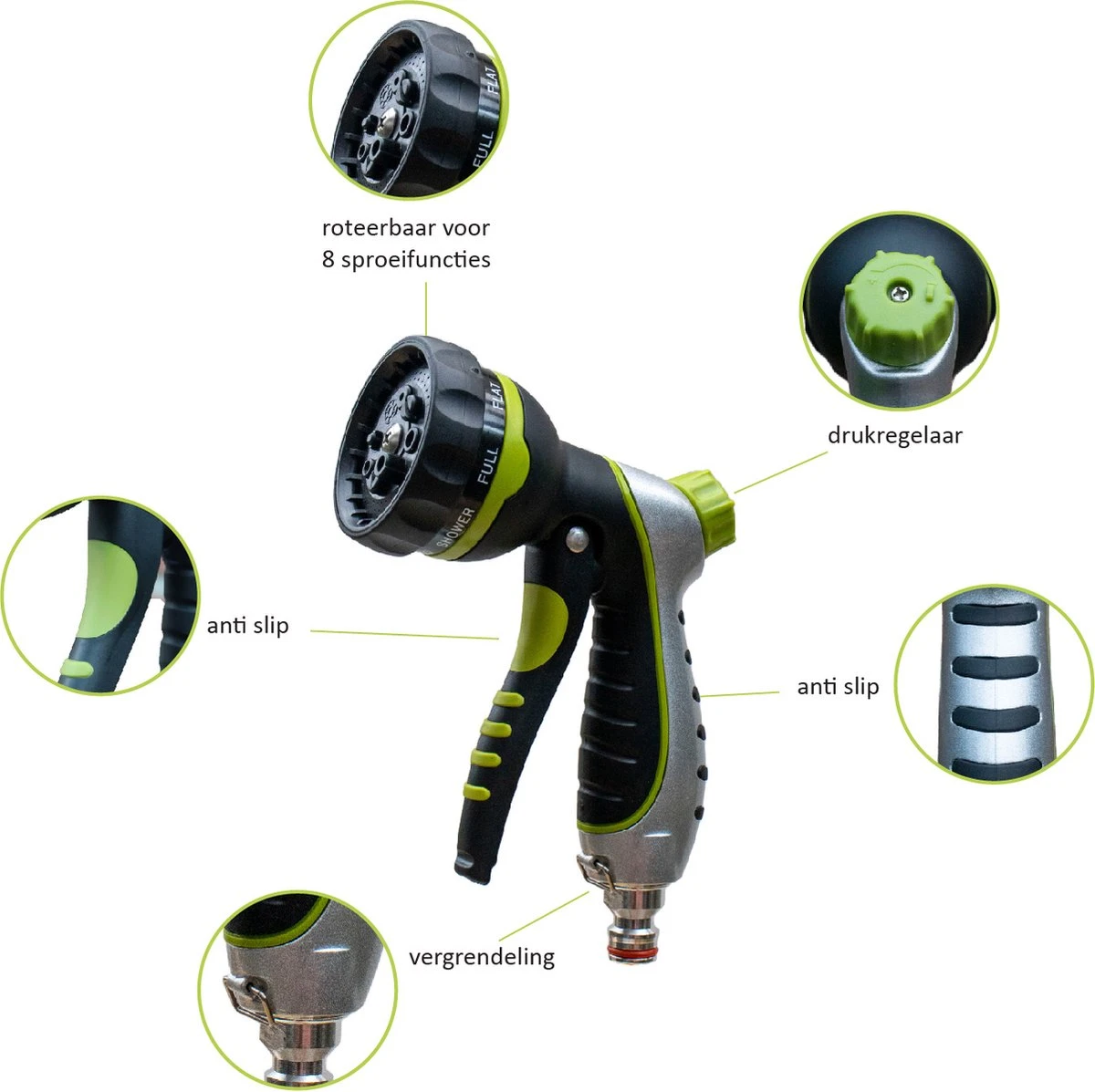 G-Flex Flexibele Tuinslang - Waterslang - 8 Verschillende Sproeistanden - Inclusief Opbergtas/splitter/Koppelstuk/Houder/Rubbers - 30 Meter 4 G-Flex Flexibele Tuinslang - Waterslang - 8 Verschillende Sproeistanden - Inclusief Opbergtas/splitter/Koppelstuk/Houder/Rubbers - 30 Meter - Afbeelding 2