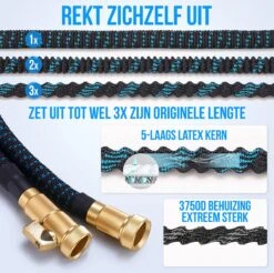 Strex Flexibele Tuinslang 15M Met Sproeikop - Uitrekbaar - Incl. Koppelingen, Ophanghaak & Opbergzak -Tuingereedschap Serie Winkel 1200x1197 33