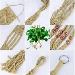 4 Stuks Luxe Jute Plantenhangers - Boho Handgeweven Katoen Hangpot Voor Binnen/Buiten - Hangende Bloempot Met Kralen - Macramé Touw/Koord Hangplant Houder - Bohemian Wandhanger Decoratie - Plant Hanger - Verticale Tuin Bloempothouder Planthanger -Tuingereedschap Serie Winkel 1200x1197 36