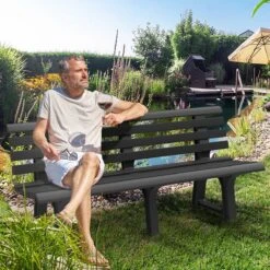 Casaria Tuinbank Orchidea – Kunststof/240kg Belastbaar – Antraciet -Tuingereedschap Serie Winkel 1200x1200 1026