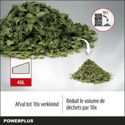 Powerplus POWEG9013 Elektrische Bladblazer - Bladzuiger En -versnipperaar - 3300W - Blazen - Zuigen - Versnipperen - Incl. 40L Opvangzak -Tuingereedschap Serie Winkel 1200x1200 105