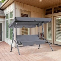 Merkloos Casaria Hollywood Schommel - Antraciet - Incl. Zonnekap -Tuingereedschap Serie Winkel 1200x1200 1054