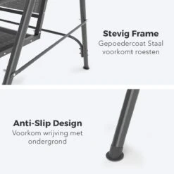 LifeGoods Schommelbank - 3-zits - Tot 250KG - Kantelbaar Dak - UV-bestendig Zonnescherm - 172x104x162cm - Grijs -Tuingereedschap Serie Winkel 1200x1200 1075