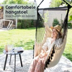 Vita5 XXL Hangstoel | Binnen&Buiten Hangnest | Incl. 2 Kussens En Boekenvak | Volwassenen&Kinderen | Hangmatstoel Tot 225kg | Beige -Tuingereedschap Serie Winkel 1200x1200 1097