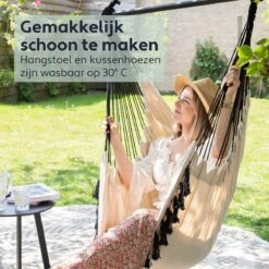 Vita5 XXL Hangstoel | Binnen&Buiten Hangnest | Incl. 2 Kussens En Boekenvak | Volwassenen&Kinderen | Hangmatstoel Tot 225kg | Beige -Tuingereedschap Serie Winkel 1200x1200 1099