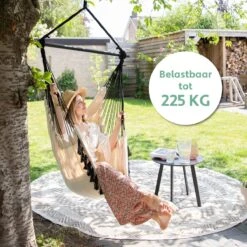 Vita5 XXL Hangstoel | Binnen&Buiten Hangnest | Incl. 2 Kussens En Boekenvak | Volwassenen&Kinderen | Hangmatstoel Tot 225kg | Beige -Tuingereedschap Serie Winkel 1200x1200 1100